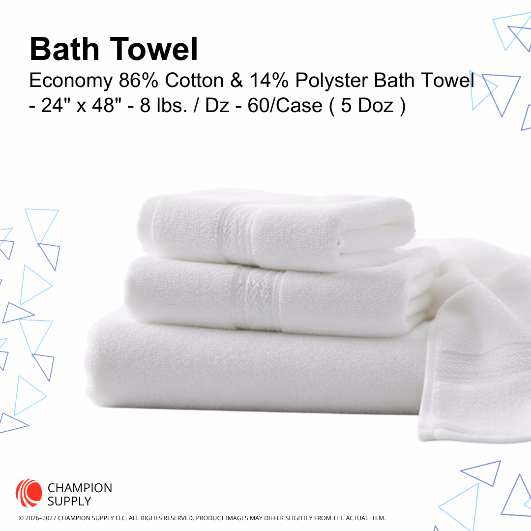 Economy 24X48 Bath Towel, Case of 5
